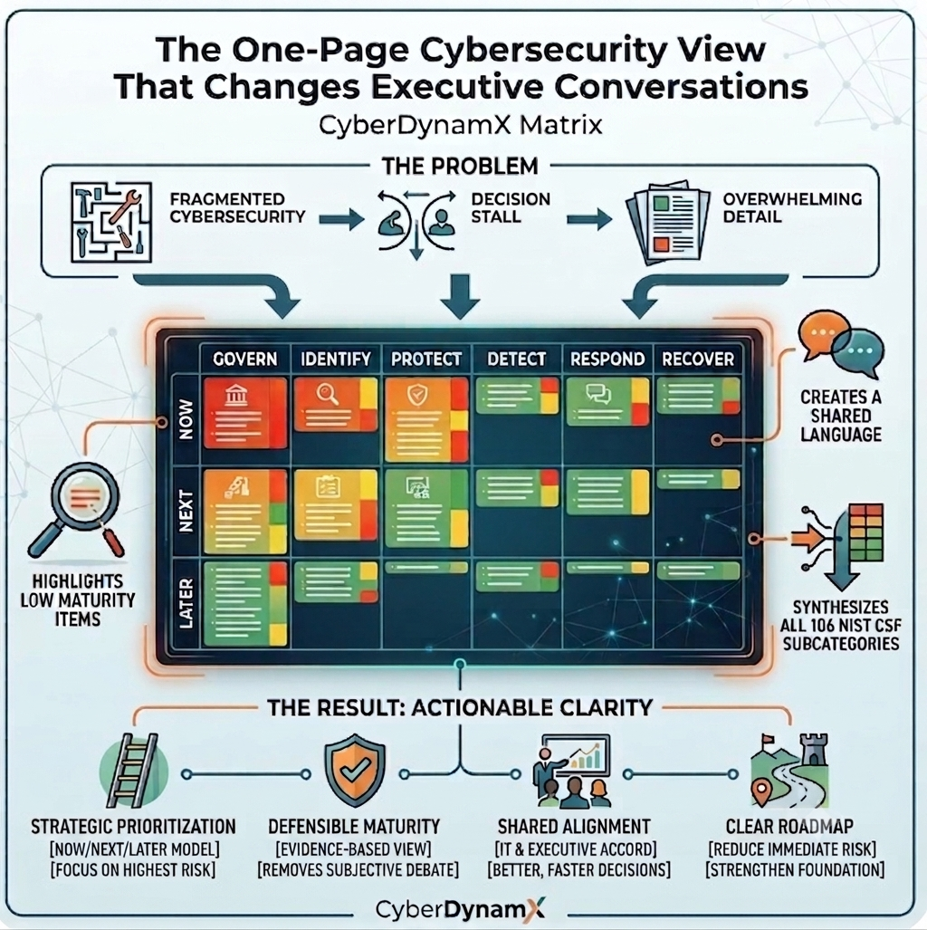 The One‑Page Cybersecurity View That Changes Executive Conversations